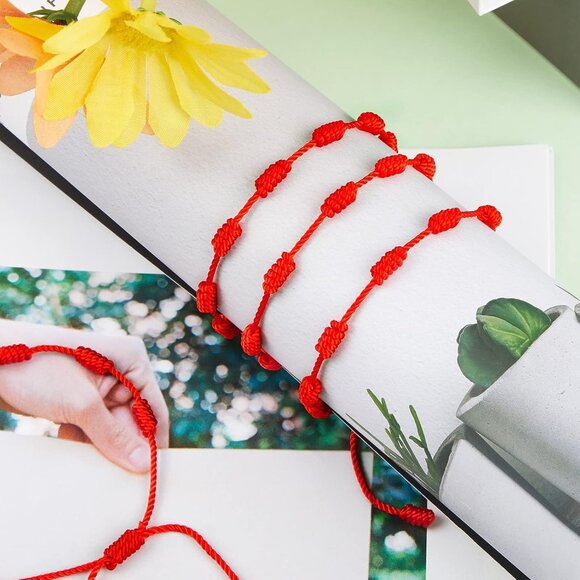 Red String Bracelets 50 Pcs Braided Adjustable Kabbalah Protection Amulet for Wo - Picture 2 of 7